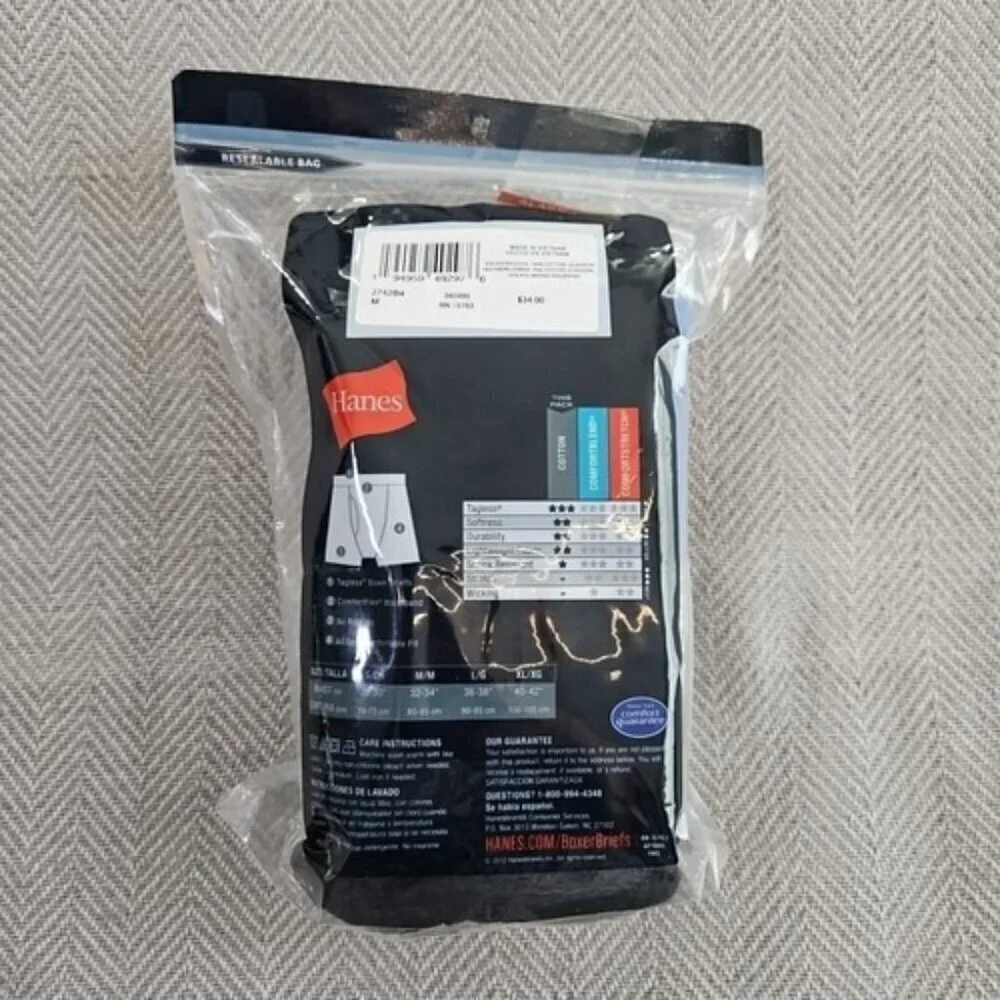 HANES‎ Boxer Briefs Men's M 32-34 Assorted Tagless Comfort Flex 4 Pack J742B4